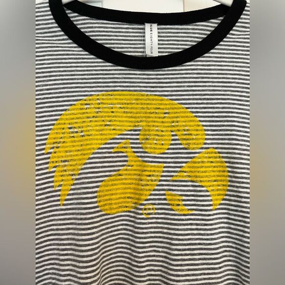 Iowa Hawkeyes Women’s Medium Grey/White Striped Short Sleeve Graphic T- shirt - Picture 2 of 4